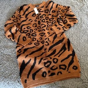 NWT Anthropologie animal print sweater dress size XS